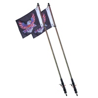 VEVOR 2 PCS 3 FT Whip Light, APP & RF Remote Control Led Whip Light, Waterproof RGB Chasing Lighted Whips with 4 Flags, for UTVs, ATVs, Motorcycles, R