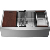 VEVOR Farmhouse Kitchen Sink, 304 Stainless Steel Drop-In Sinks, Top Mount Single Bowl Basin with Ledge & Accessories, Household Dishwasher Sinks for 