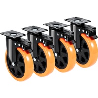 VEVOR Caster Wheels, 152.4 mm Swivel Plate Casters, Set of 4, with Security A/B Locking No Noise PVC Wheels, Heavy Duty 318 kg Load Capacity Per Caste