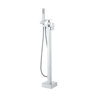 VEVOR Freestanding Bathtub Faucet, Floor Mount, Freestanding Tub Filler, Shower Mixer Taps, Two Water Modes, 360° Swivel Spout, for Bathing & Showerin