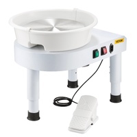 VEVOR Pottery Wheel, 28 cm Ceramic Wheel Forming Machine, 60-300 RPM Speed Adjustable Foot Pedal, Adjustable Lift Leg, Detachable Basin, Complete Tool