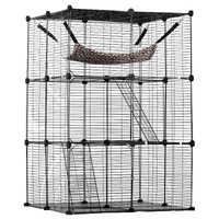 VEVOR Large 3-tier Cat Cage, 28 x 28 x 41", DIY Detachable Metal Wire Durable Cat Enclosure, with Large Hammock 2 Ramp Ladders, Fit for Cats Exercise 