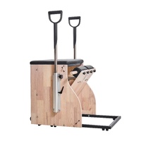 VEVOR Pilates Chair, Split-Pedal Stability Combo Chairs with Handles, Rubber Wood Frame Yoga Fitness Trainer, Exercise Reformer, Pilates Resistance-Wo