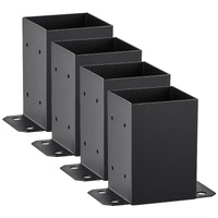 VEVOR 101.6x101.6mm Post Base 4 Pcs, Inner Size 91x91 Post Base Brackets, Heavy Duty Powder-Coated Post Anchor Matte Black Wood Post Brackets for Pavi