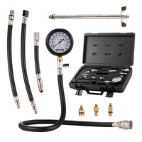VEVOR Compression Tester Adapter Kit, 9 Pcs Automotive Engine Cylinder Leak Down Compression Test, Accurate Dual Scale Pressure Gauge 0-300 psi, with 