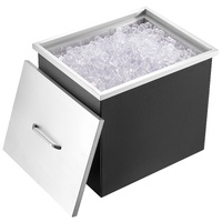 VEVOR Drop in Ice Chest, 21"L x 17"W x 18"H Stainless Steel Ice Cooler, Commercial Ice Bin with Cover, 40 qt Outdoor Kitchen Ice Bar, Drain-pipe and D
