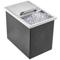 Drop in Ice Chest, 18"L x 12"W x 14.5"H Stainless Steel Ice Cooler, Commercial Ice Bin with Sliding Cover, 40.9 qt Outdoor Kitchen Ice Bar, Drain-pipe