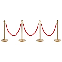 VEVOR Stanchion Post with Velvet Rope, 4-Pack Crowd Control Stanchion with 3PCS 5FT Red Velvet Ropes, Stainless Steel Queue Barrier Line Divider with 