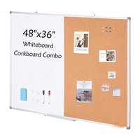 VEVOR 48"x 36" Whiteboard & Cork Board Combo with Aluminum Frame – 2-in-1 Magnetic Dry Erase Bulletin Board for Wall Mount – Ideal for School, Home, O