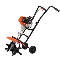 VEVOR Tiller Cultivator Gas Powered, 38CC 4-Stroke Garden Cultivator, Tiller with 4 Steel Adjustable Front Tines for Lawn, Garden and Field Soil Culti