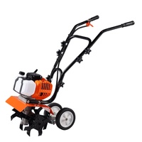 VEVOR Tiller Cultivator Gas Powered, 43CC 2-Stroke Garden Cultivator, Tiller with 4 Steel Adjustable Front Tines for Lawn, Garden and Field Soil Culti
