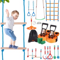 VEVOR Ninja Warrior Obstacle Course for Kids, 2 x 19.8m Weatherproof Slacklines, 500lbs Weight Capacity Monkey Line, Outdoor Playset Equipment, Backya