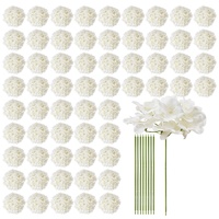 VEVOR Artificial Flowers, 105 pcs Real Looking White Silk Fake Hydrangea Bulk, White Faux Bridal Shower with Stems for DIY Wedding Bouquets, Home Cent