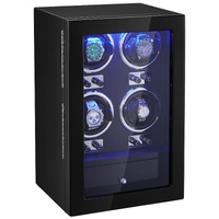 VEVOR Watch Winder, Watch Winder for 4 Men's and Women's Automatic Watches, with 4 Super Quiet Japanese Mabuchi Motors, Blue LED Light and Adapter, Hi