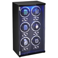 VEVOR Watch Winder, Watch Winder for 6 Men's and Women's Automatic Watches, with 6 Super Quiet Japanese Mabuchi Motors, Blue LED Light and Adapter, Hi