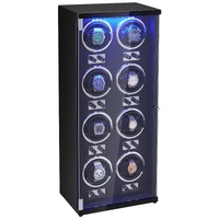 VEVOR Watch Winder, Watch Winder for 8 Men's and Women's Automatic Watches, with 8 Super Quiet Japanese Mabuchi Motors, Blue LED Light and Adapter, Hi