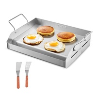 Stainless Steel Griddle, 17x13 inch Universal Flat Top Rectangular Plate, Gas Grill Griddle for BBQ Grill, Teppanyaki, Portable Family Cookware with H