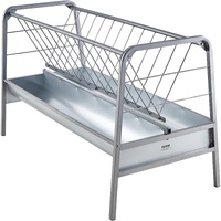 Livestock Hay Feeder, 2 in 1 Grain & Hay Feeder, 80-Gallon Capacity Pasture Feeder, 59" Long Goat Hay Feeder with Deeper Feeding Pan, Heavy Duty Steel
