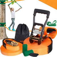 VEVOR Slackline Kit with Training Line, 18.3m Backyard Slack Line Equipment, Easy Setup Tight Rope for Kids Adults, Complete Slackline Set with Tree P