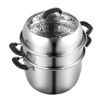 VEVOR Steamer Pot, 28cm Steamer Pot for Cooking with 8.5QT Stock Pot, Vegetable Steamer & 2 Steaming Grid, 3-Layer Food-Grade 304 Stainless Steel Food