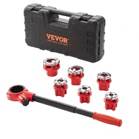 Ratchet Pipe Threader Kit, 1/4" NPT - 1-1/4" NPT Manual Ratcheting Pipe Threader, Portable Pipe Threading Tool Set with 6PCS NPT Dies, Storage Case fo