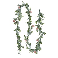VEVOR Christmas Garland, 2011 mm Realistic Greenery Decorated with Vines, Olive Leaves, and Berries, Evergreen Faux Garlands with Light String for Ind