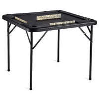VEVOR Mahjong Table, Square 4 Player Folding Card Table with 4 Cup Holders & 4 Chip Trays, Portable Domino Game Table with 1 Set of Dominoes for Mahjo