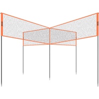 VEVOR 4-Way Volleyball Net, Adjustable Height Badminton Net Set for Backyard Beach Lawn, Outdoor Portable Volleyball Net with Carrying Bag, 4 Square Q