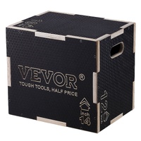 VEVOR 3 in 1 Plyometric Jump Box, 16/14/12 Inch Wooden Plyo Box, Platform & Jumping Agility Box, Anti-Slip Fitness Exercise Step Up Box for Home Gym T