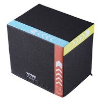 VEVOR 3 in 1 Plyometric Jump Box, 16/14/12 Inch Cotton Plyo Box, Platform & Jumping Agility Box, Anti-Slip Fitness Exercise Step Up Box for Home Gym T