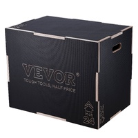 VEVOR 3 in 1 Plyometric Jump Box, 30/24/20 Inch Wooden Plyo Box, Platform & Jumping Agility Box, Anti-Slip Fitness Exercise Step Up Box for Home Gym T