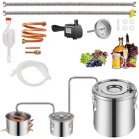 VEVOR Alcohol Still, 5 Gal / 19 L Stainless Steel Water Alcohol Distiller with Copper Coil for Fast Cooling, Dual Condenser Distiller Kit with Seconda