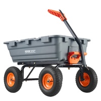 VEVOR Dump Cart, Poly Garden Dump Cart with Easy to Assemble Steel Frame, Dump Wagon with 2-in-1 Convertible Handle, Utility Wheelbarrow  544kg/ 1200l