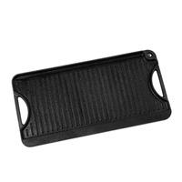 Reversible Grill/Griddle, 20x10 inch Pre-Seasoned Cast Iron Griddle, Portable Rectangular Pan with Handle, Family Cookware for Indoor/Outdoor Stove To