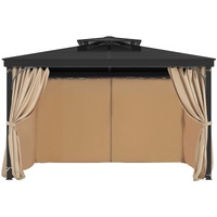 VEVOR Gazebo Curtains Outdoor, 12' x 10' x 7.3' Gazebos, 4-Panel Sidewall Gazebo Privacy Curtains with Zippers, Outdoor Curtain Replacement for Patio 