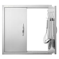 VEVOR BBQ Access Door, 610x610 mm Double Outdoor Kitchen Door, Stainless Steel Flush Mount Door, Double Wall Vertical Door with Handles and Hooks, for