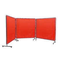 Welding Screen with Frame, 6' x 6' 3 Panel Welding Curtain Screens, Flame-Resistant Vinyl Welding Protection Screen on 12 Swivel Wheels (6 Lockable), 
