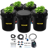VEVOR DWC Hydroponic System, 5 Gallon 5 Buckets, Deep Water Culture Growing Bucket, Hydroponics Grow Kit with Pump, Air Stone and Connected Reservoir,