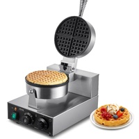 VEVOR Commercial Waffle Maker, 1230W Round Waffle Baker Machine, Non-Stick Stainless Steel Belgian Waffle Iron with Temperature and Time Control, Hand