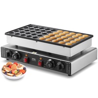 VEVOR Mini Dutch Pancake Maker, 50PCS 43mm Diameter Dorayaki Baker Machine, 1700W Commercial Electric Poffertjes Grill, Non-stick Stainless Steel, Dua