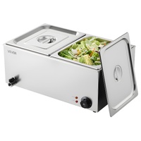 VEVOR Commercial Food Warmer, 2-Pan Electric Steam Table, 1200W Professional Countertop Stainless Steel Buffet Bain Marie with 30-85°C Temp Control fo