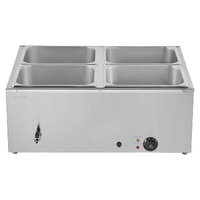 VEVOR Commercial Food Warmer, 1500W Electric Stainless Steel Steam Food Warmer with Lid, 4-Pan Fast Heating Countertop Buffet Bain Marie with Soup & P