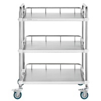 VEVOR Lab Rolling Cart, 3-Shelf Stainless Steel Rolling Cart, Lab Serving Cart with Swivel Casters, Dental Utility Cart for Clinic, Lab,  Hospital, Sa