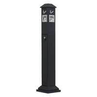 Cigarette Butt Receptacle, Weatherproof Cigarette Butt Container with 4 Disposal Openings & Top Cover, Freestanding Outdoor Cigarette Butt Disposal fo