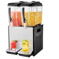 VEVOR Commercial Beverage Dispenser, 2 Tanks 12 L Per Tank Juice Dispenser, 286W Stainless Steel Ice Tea Drink Machine with 7℃-12℃ Cooling Temperature