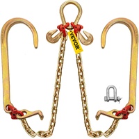 VEVOR V Bridle Chain, 5/16 in x 2 ft Bridle Tow Chain, Grade 80 V-Bridle Transport Chain, 9260 Lbs Break Strength with TJ Hooks and Crab Hooks, Heavy 