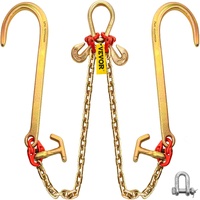 VEVOR V Bridle Chain, 5/16 in x 2 ft Tow Chain Bridle, Grade 80 V-Bridle Transport Chain, 9260 Lbs Break Strength with TJ Hooks & Grab Hooks, Heavy Du