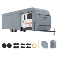 VEVOR Travel Trailer Cover, 9.1-9.8m RV Cover, 4-Layer Non-Woven Fabric Camper Cover, Waterproof, Windproof And Wear-Resistant Class A RV Cover, Rip-S