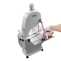 VEVOR Commercial Electric Meat Bandsaw, 1800W Stainless Steel Countertop Bone Sawing Machine, 380 x 485 mm Workbench, 180 mm Max Cutting Thickness, Fr