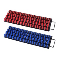 Portable Socket Organizer Tray, 2PCS Metric & SAE Socket Organizer Set Hold up to 160 Sockets, 1/4", 3/8" and 1/2" Heavy-Duty Socket Rail with Handle 